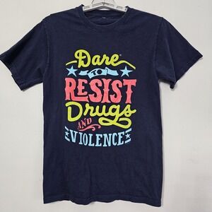 DARE To Resist Drugs And Violence  T-shirt Mens Size Small Black Retro Style VTG